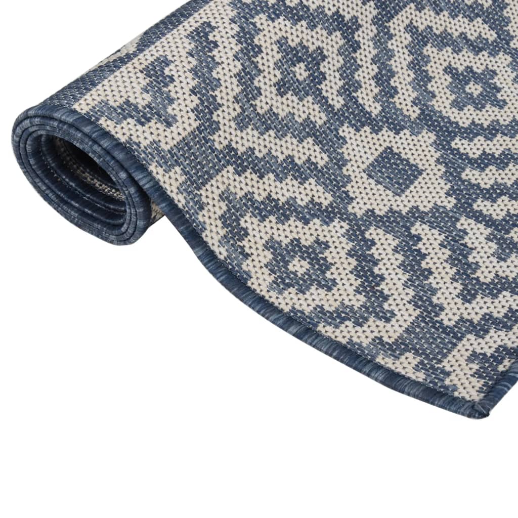 340836 vidaXL Outdoor Flatweave Rug 100x200 cm Blue Stripes