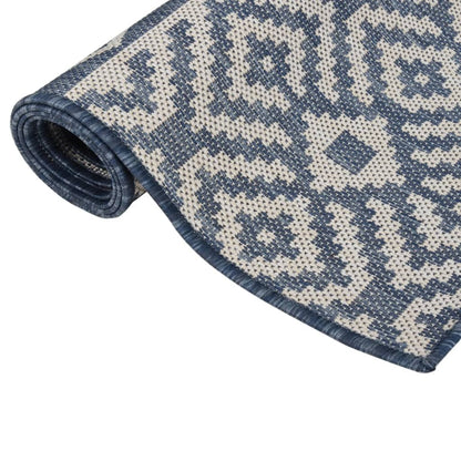 340836 vidaXL Outdoor Flatweave Rug 100x200 cm Blue Stripes