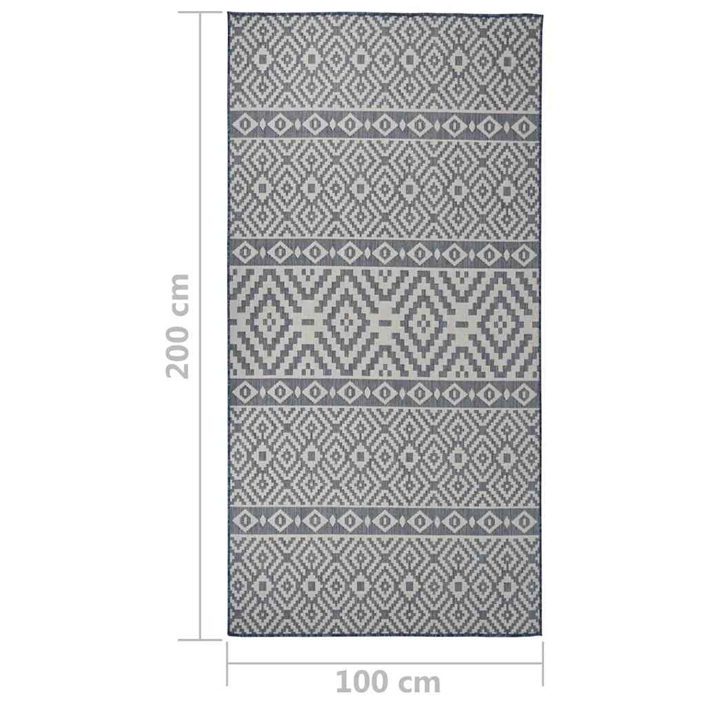 340836 vidaXL Outdoor Flatweave Rug 100x200 cm Blue Stripes