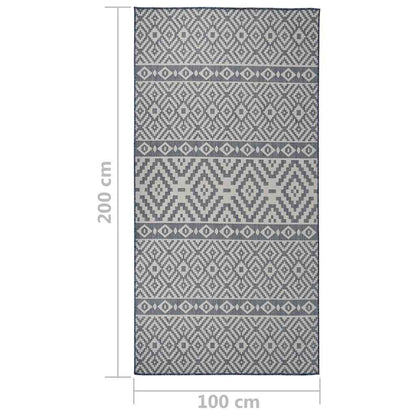340836 vidaXL Outdoor Flatweave Rug 100x200 cm Blue Stripes