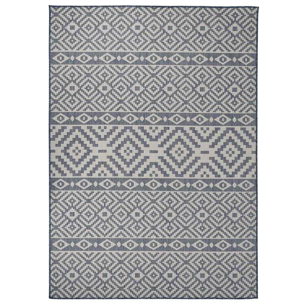 340837 vidaXL Outdoor Flatweave Rug 120x170 cm Blue Stripes