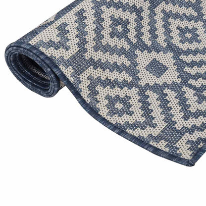 340837 vidaXL Outdoor Flatweave Rug 120x170 cm Blue Stripes