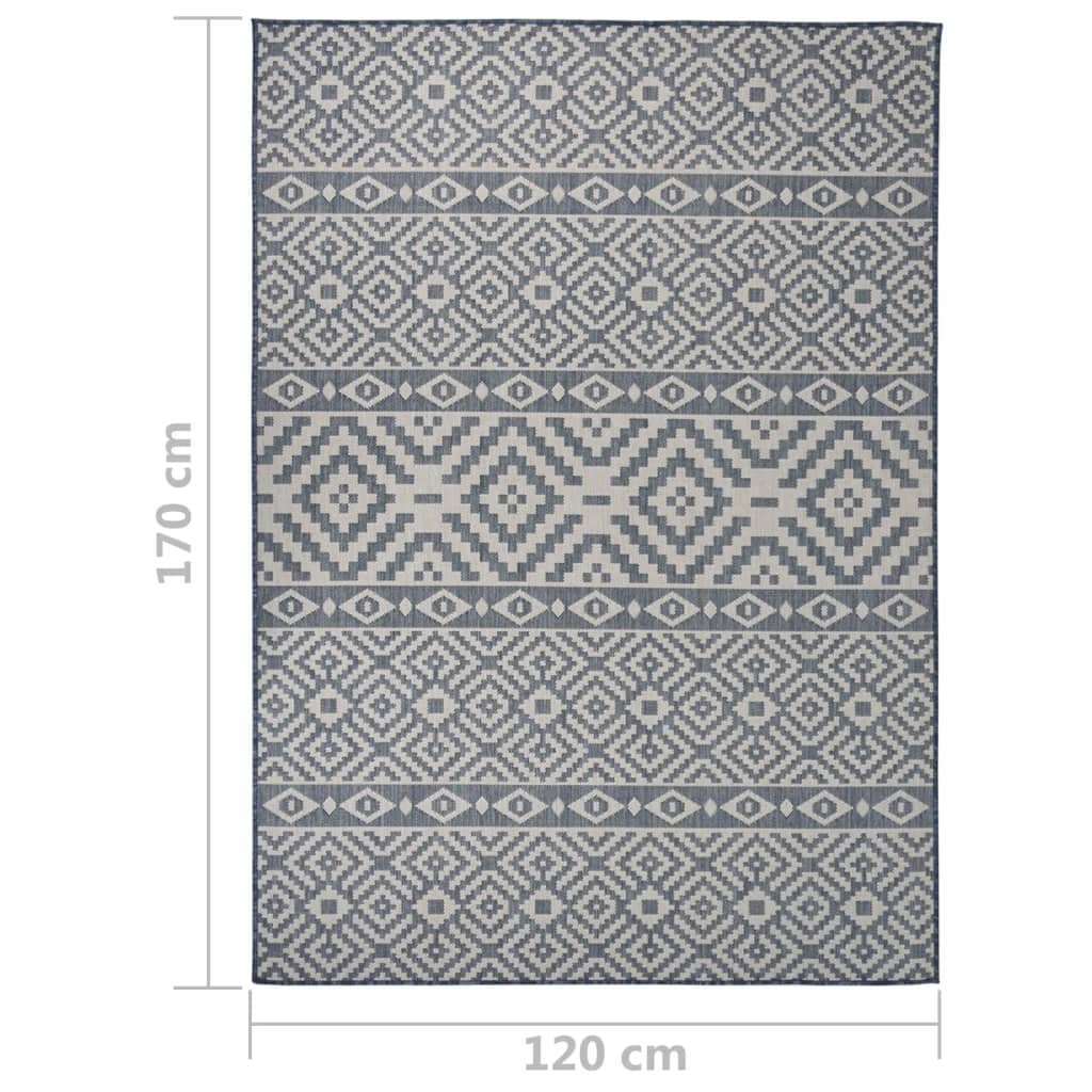 Outdoor Flatweave Rug 120x170 cm Blue Stripes