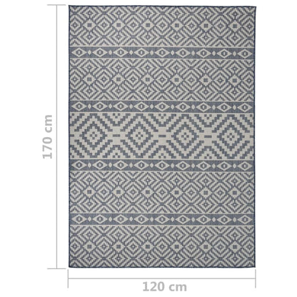 340837 vidaXL Outdoor Flatweave Rug 120x170 cm Blue Stripes