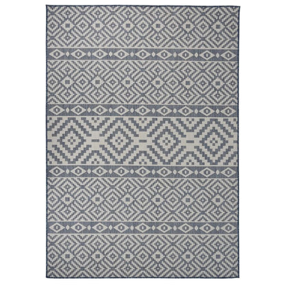 Outdoor Flatweave Rug 140x200 cm Blue Stripes
