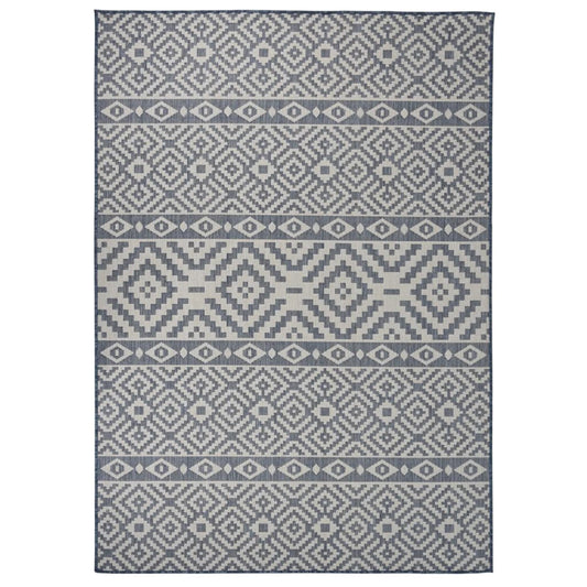 Outdoor Flatweave Rug 140x200 cm Blue Stripes