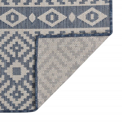 340838 vidaXL Outdoor Flatweave Rug 140x200 cm Blue Stripes