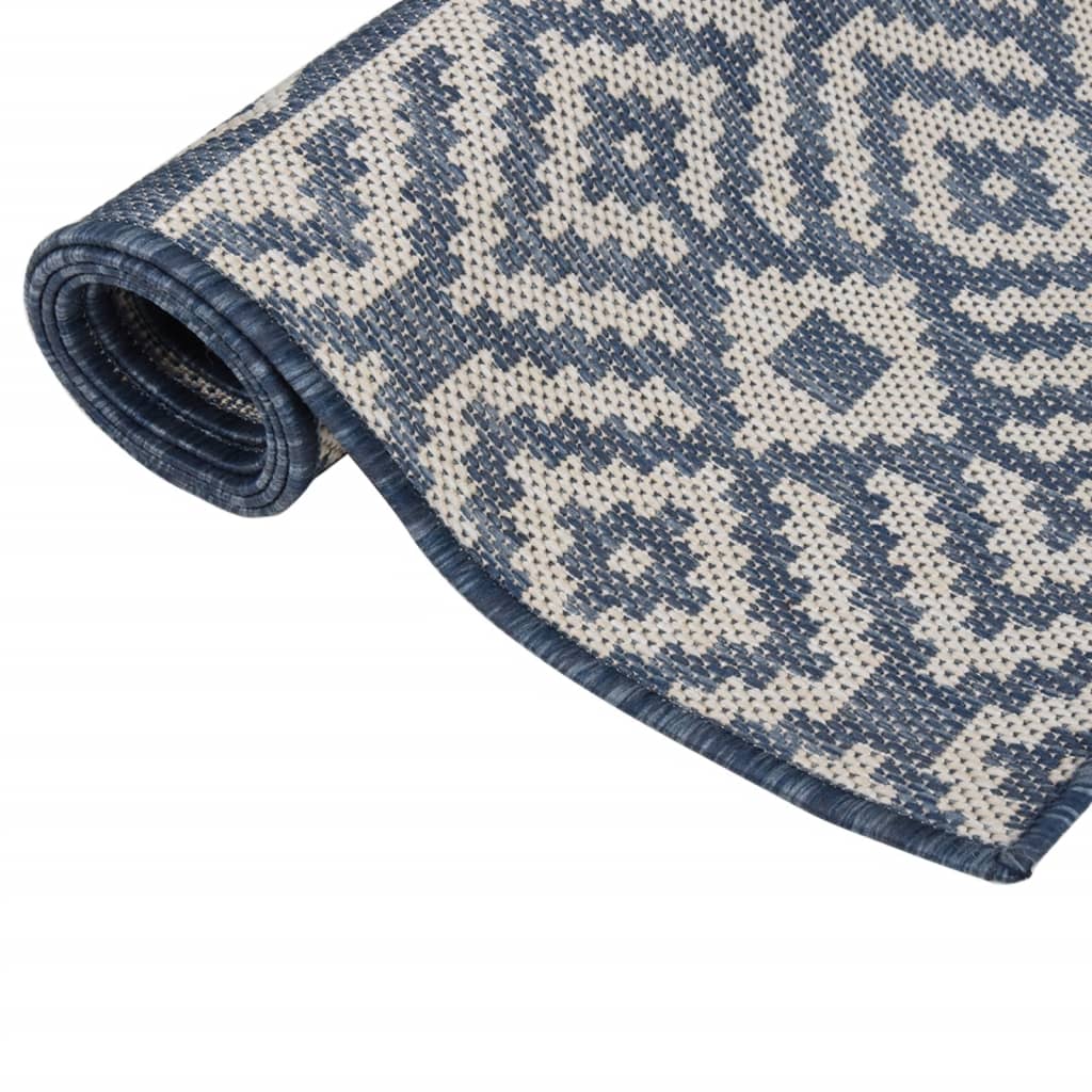 340838 vidaXL Outdoor Flatweave Rug 140x200 cm Blue Stripes