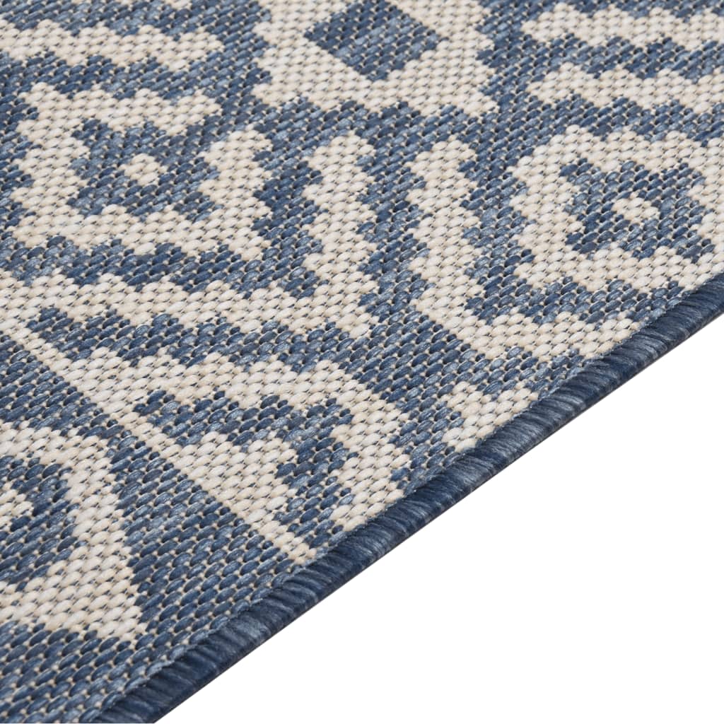 Outdoor Flatweave Rug 140x200 cm Blue Stripes