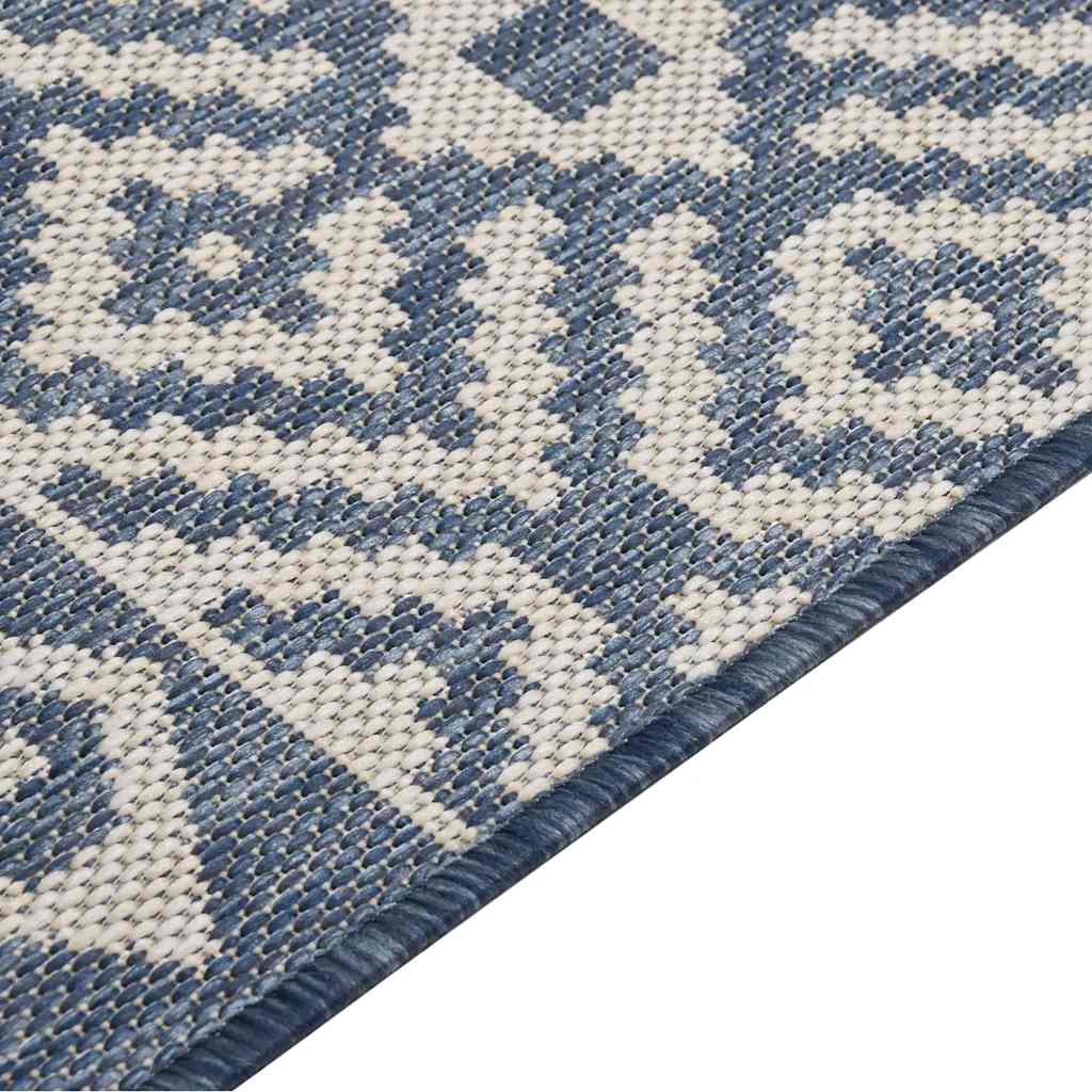 340838 vidaXL Outdoor Flatweave Rug 140x200 cm Blue Stripes