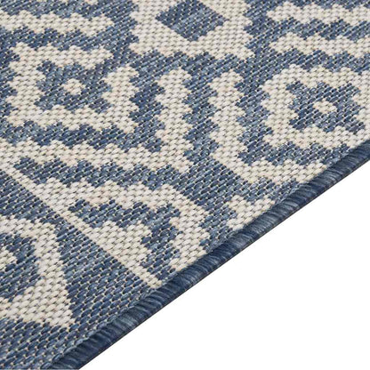 340838 vidaXL Outdoor Flatweave Rug 140x200 cm Blue Stripes