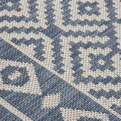 340838 vidaXL Outdoor Flatweave Rug 140x200 cm Blue Stripes