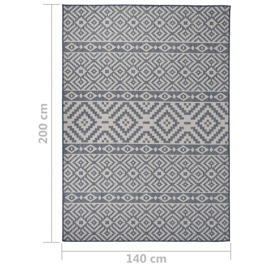 Outdoor Flatweave Rug 140x200 cm Blue Stripes