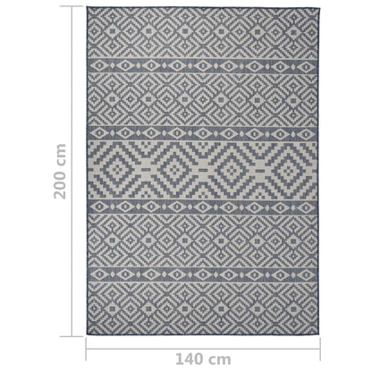 Outdoor Flatweave Rug 140x200 cm Blue Stripes
