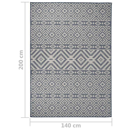 340838 vidaXL Outdoor Flatweave Rug 140x200 cm Blue Stripes