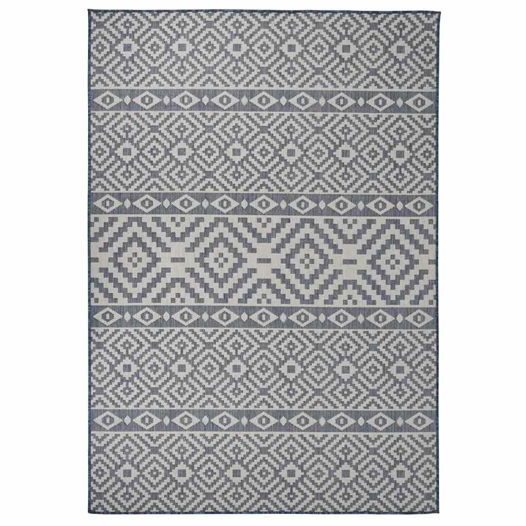 Outdoor Flatweave Rug 160x230 cm Blue Stripes