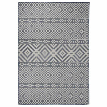 Outdoor Flatweave Rug 160x230 cm Blue Stripes