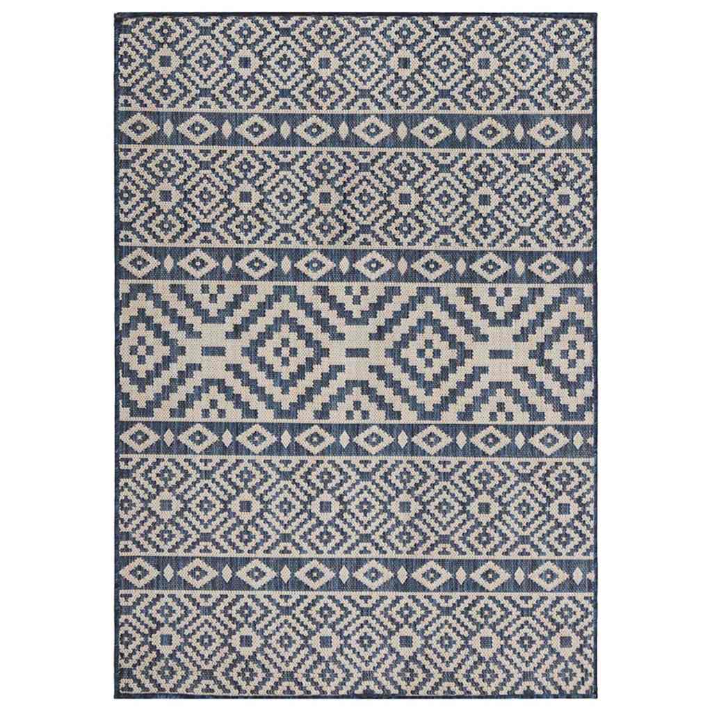 Outdoor Flatweave Rug 160x230 cm Blue Stripes