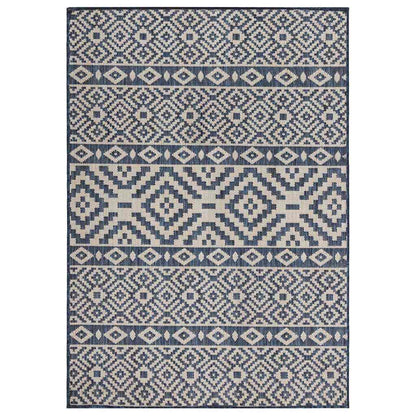 Outdoor Flatweave Rug 160x230 cm Blue Stripes