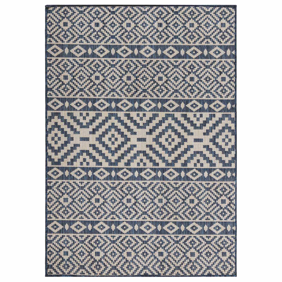 Outdoor Flatweave Rug 160x230 cm Blue Stripes