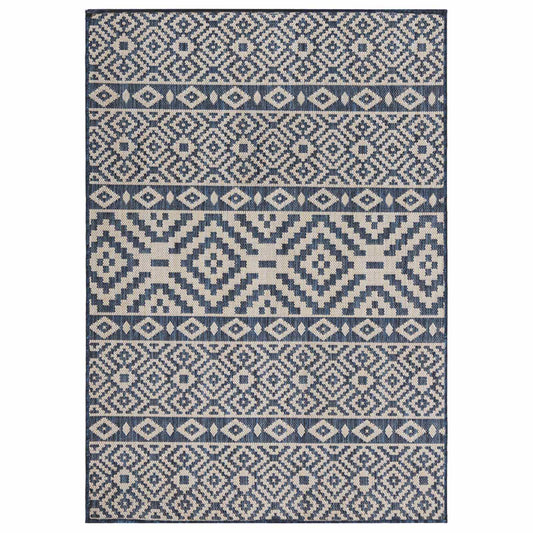 Outdoor Flatweave Rug 160x230 cm Blue Stripes