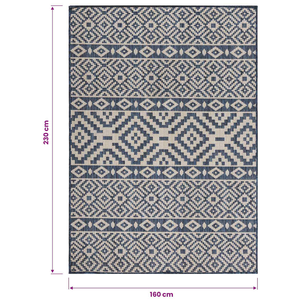 Outdoor Flatweave Rug 160x230 cm Blue Stripes