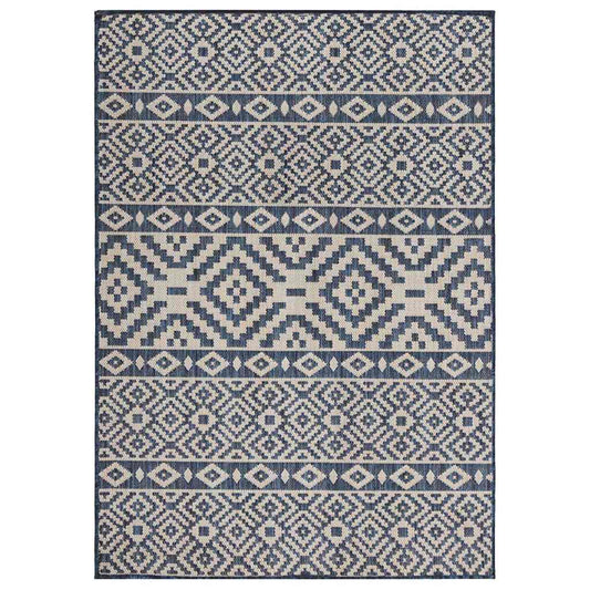Outdoor Flatweave Rug 200x280 cm Blue Stripes