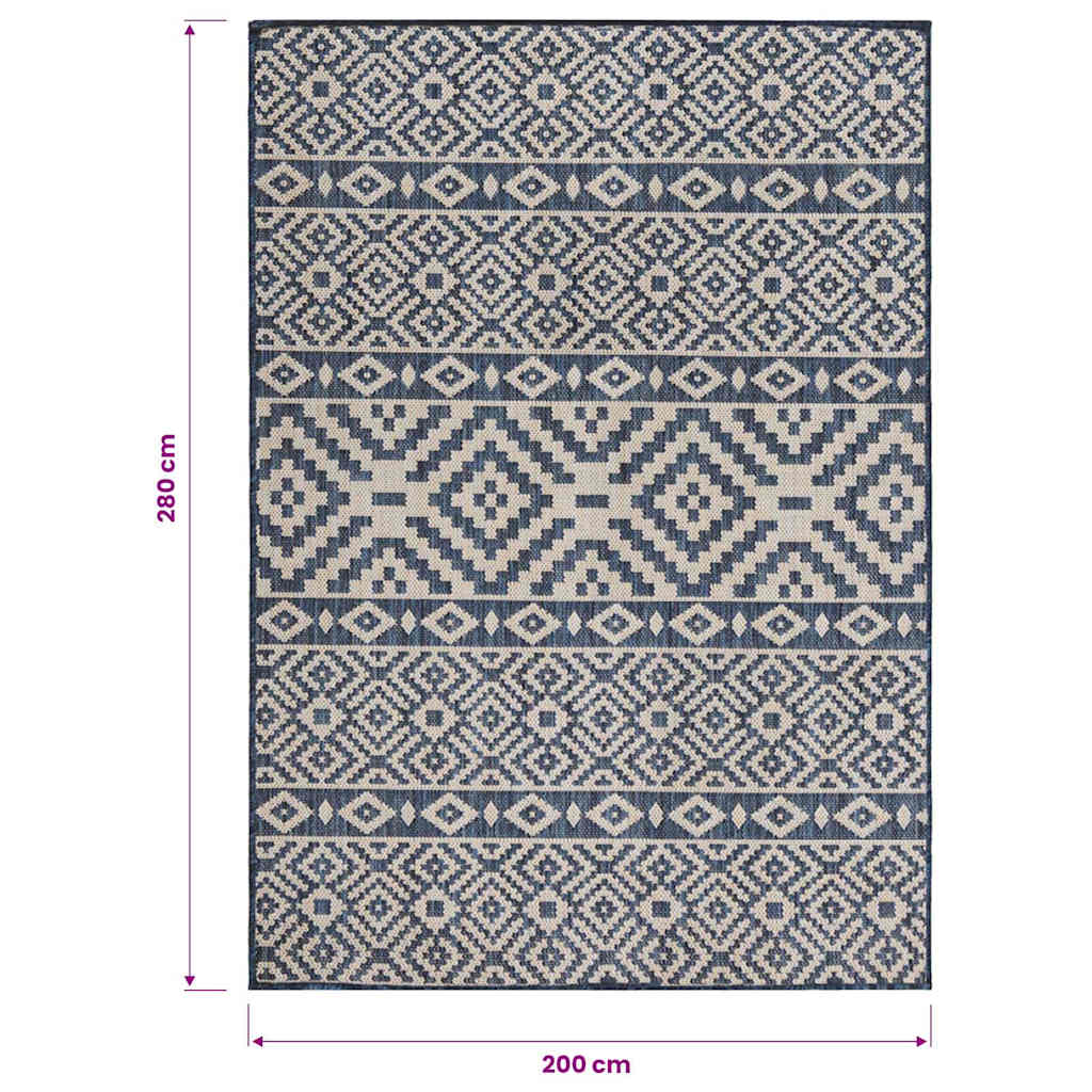 Outdoor Flatweave Rug 200x280 cm Blue Stripes