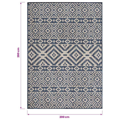 Outdoor Flatweave Rug 200x280 cm Blue Stripes