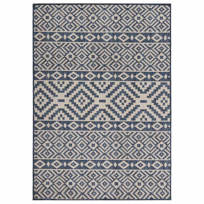Outdoor Flatweave Rug 200x280 cm Blue Stripes