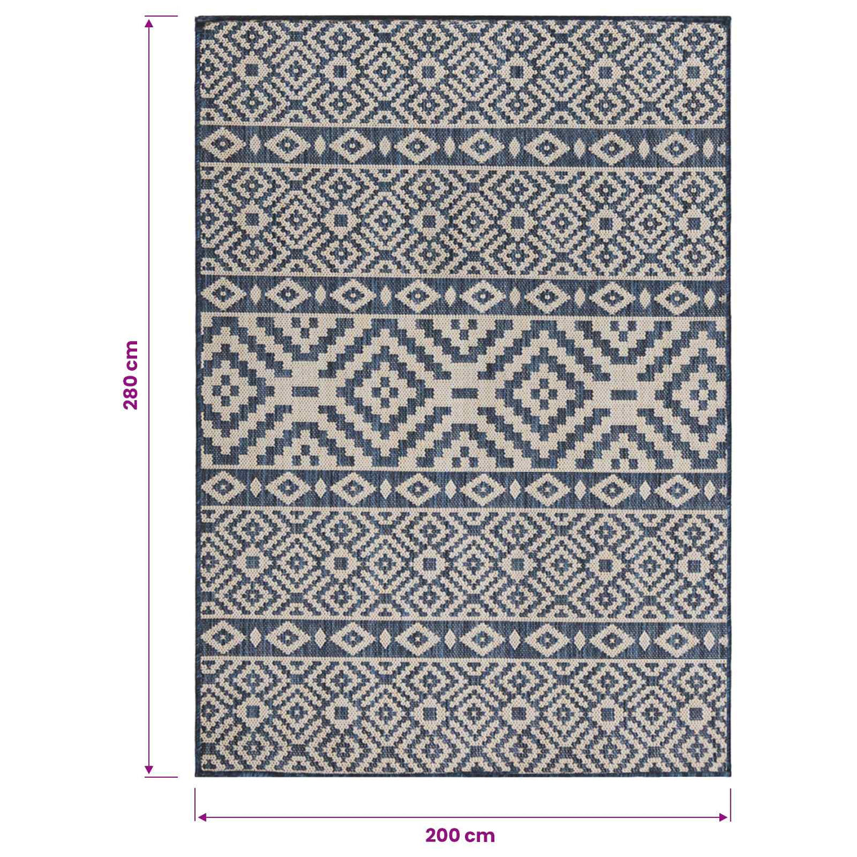 Outdoor Flatweave Rug 200x280 cm Blue Stripes