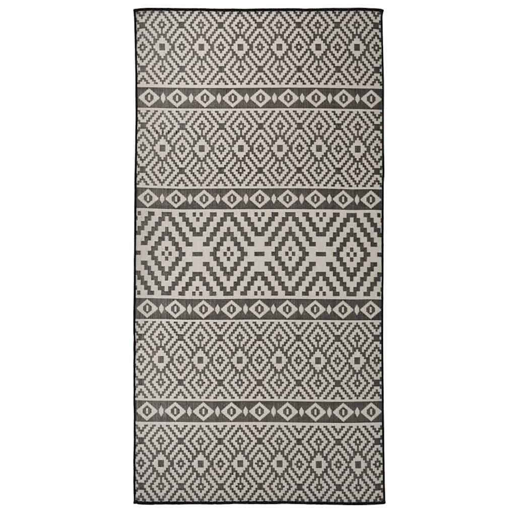 Outdoor Flatweave Rug 100x200 cm Black Stripes