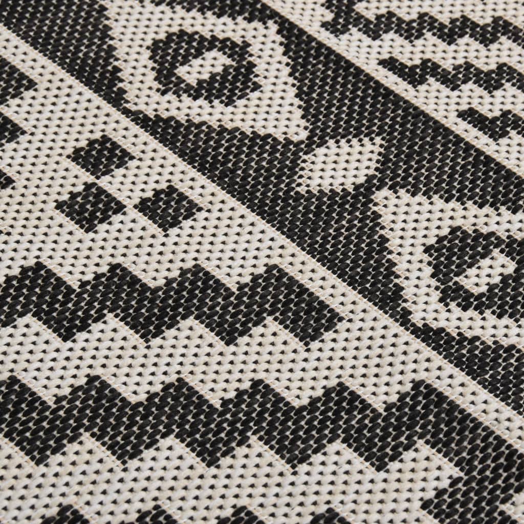 Outdoor Flatweave Rug 120x170 cm Black Stripes