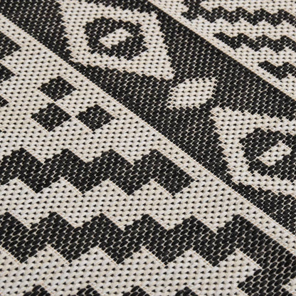 Outdoor Flatweave Rug 120x170 cm Black Stripes