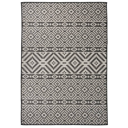 340852 vidaXL Outdoor Flatweave Rug 140x200 cm Black Stripes