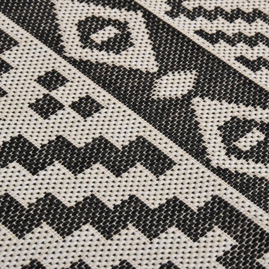 340852 vidaXL Outdoor Flatweave Rug 140x200 cm Black Stripes