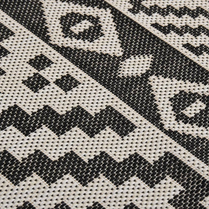 340852 vidaXL Outdoor Flatweave Rug 140x200 cm Black Stripes