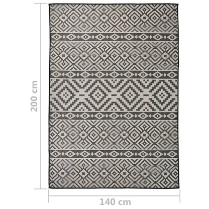 340852 vidaXL Outdoor Flatweave Rug 140x200 cm Black Stripes