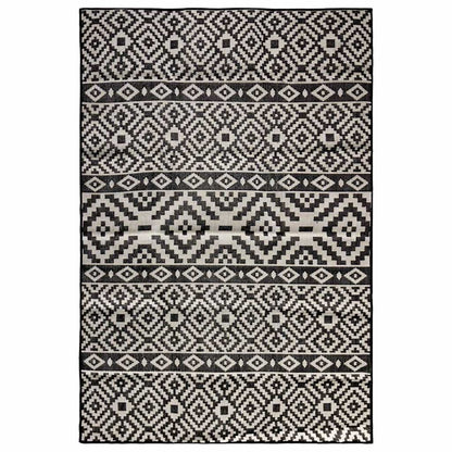 Outdoor Flatweave Rug 160x230 cm Black Stripes