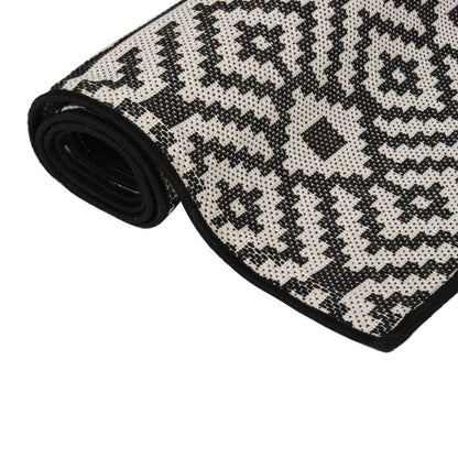 Outdoor Flatweave Rug 160x230 cm Black Stripes