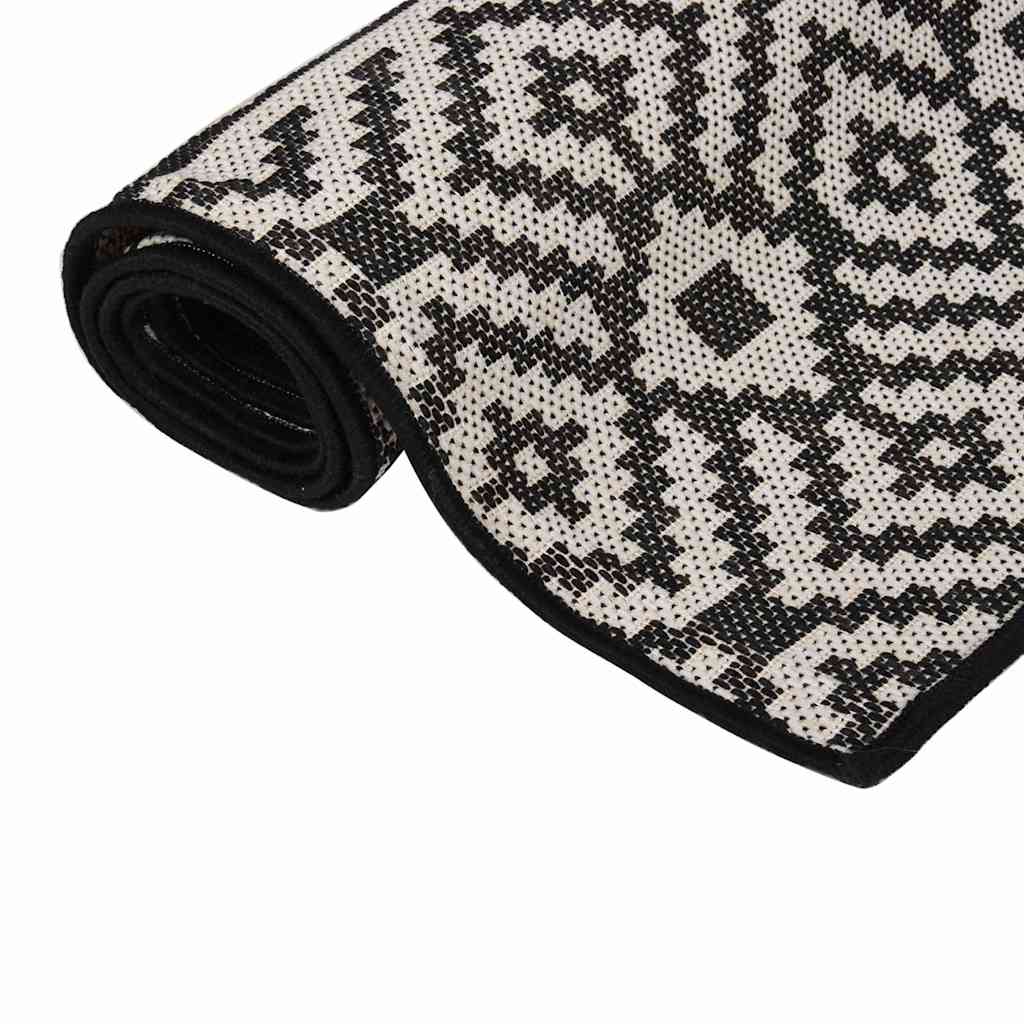 Outdoor Flatweave Rug 160x230 cm Black Stripes