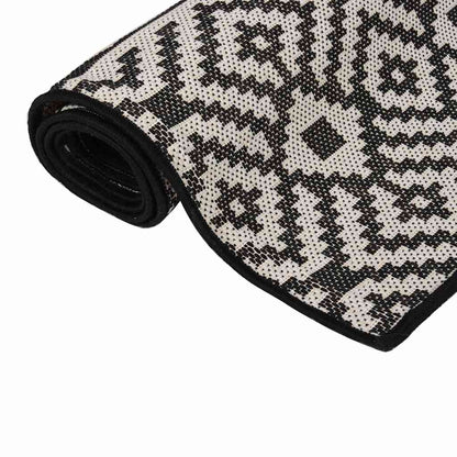 Outdoor Flatweave Rug 160x230 cm Black Stripes