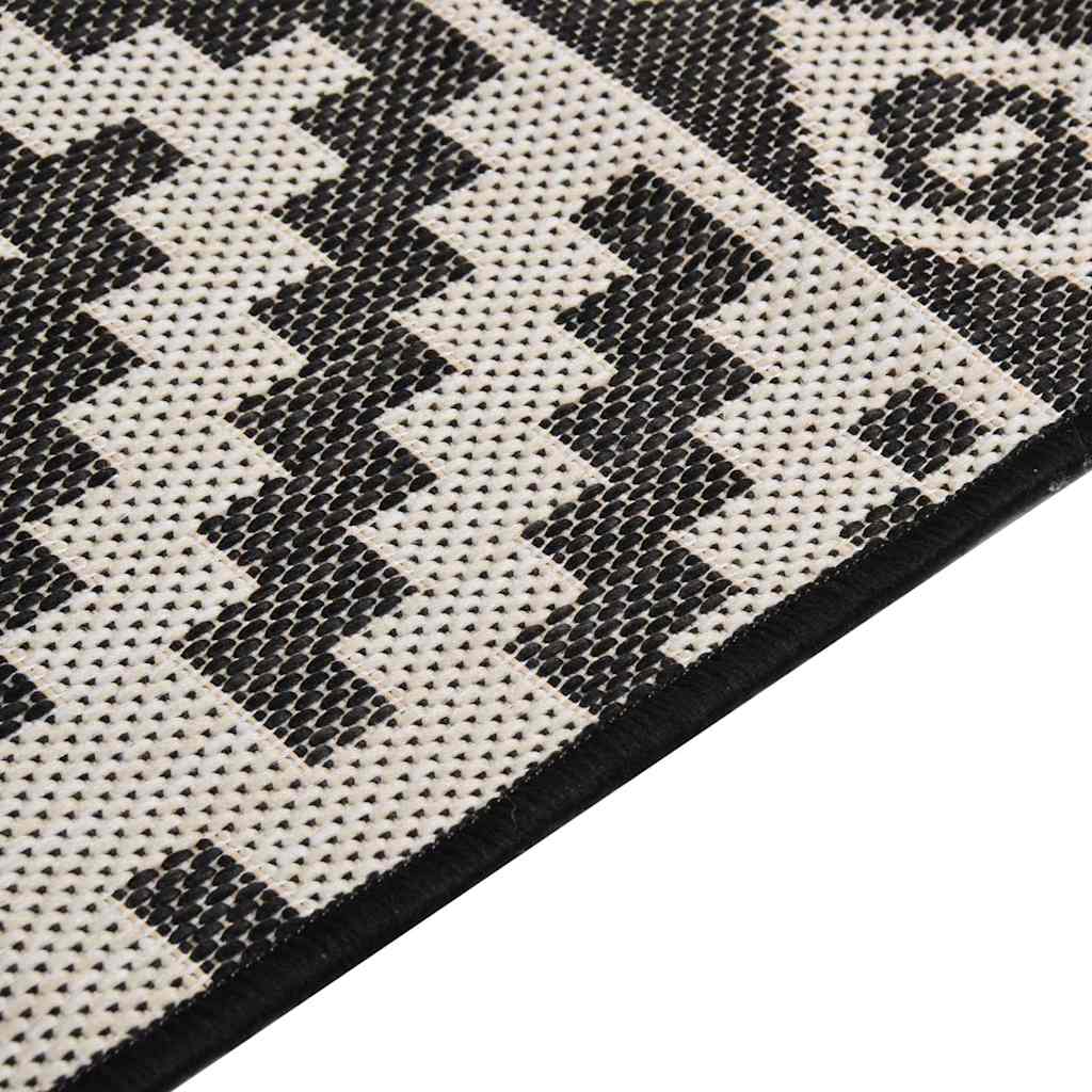 Outdoor Flatweave Rug 160x230 cm Black Stripes