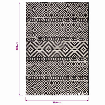 Outdoor Flatweave Rug 160x230 cm Black Stripes