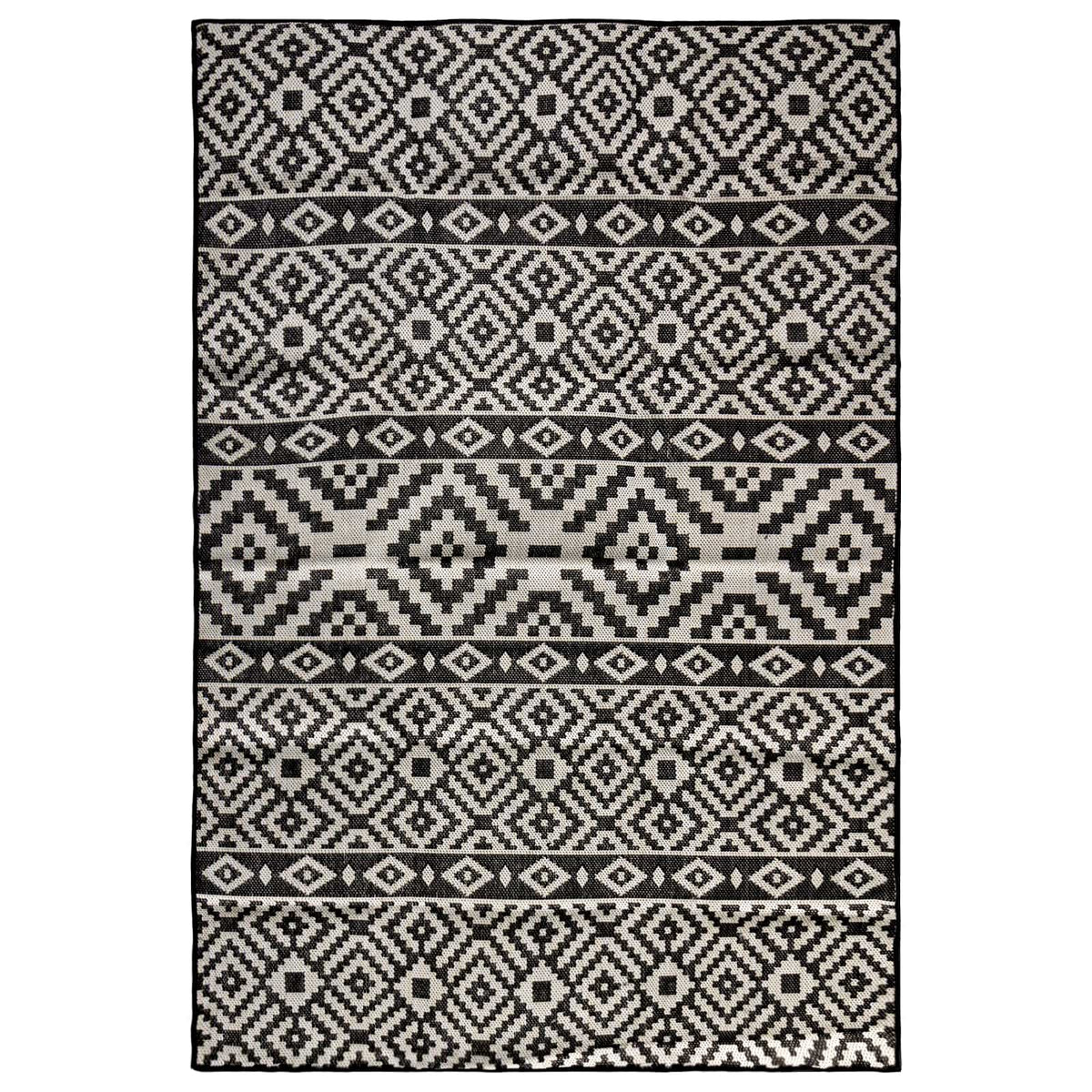 Outdoor Flatweave Rug 160x230 cm Black Stripes