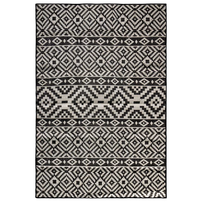 Outdoor Flatweave Rug 160x230 cm Black Stripes