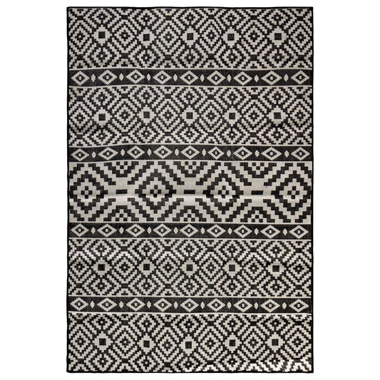 Outdoor Flatweave Rug 160x230 cm Black Stripes