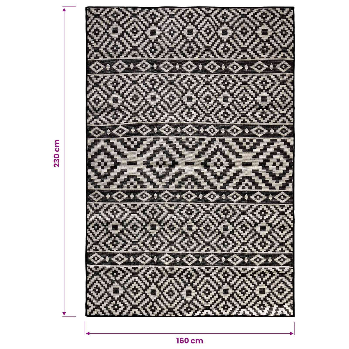 Outdoor Flatweave Rug 160x230 cm Black Stripes