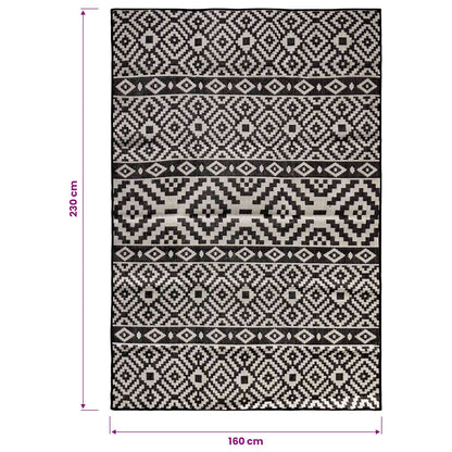 Outdoor Flatweave Rug 160x230 cm Black Stripes