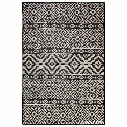 Outdoor Flatweave Rug 200x280 cm Black Stripes